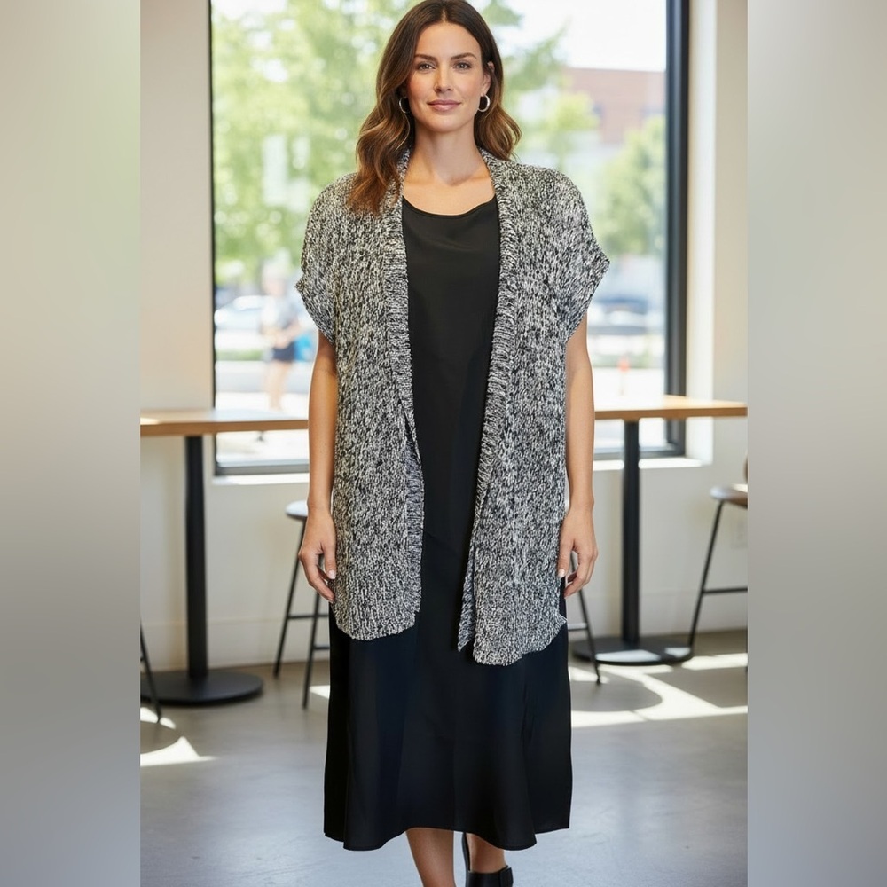 Eileen Fisher Organic Melange Linen Grain Twist Cardigan Women’s Size L